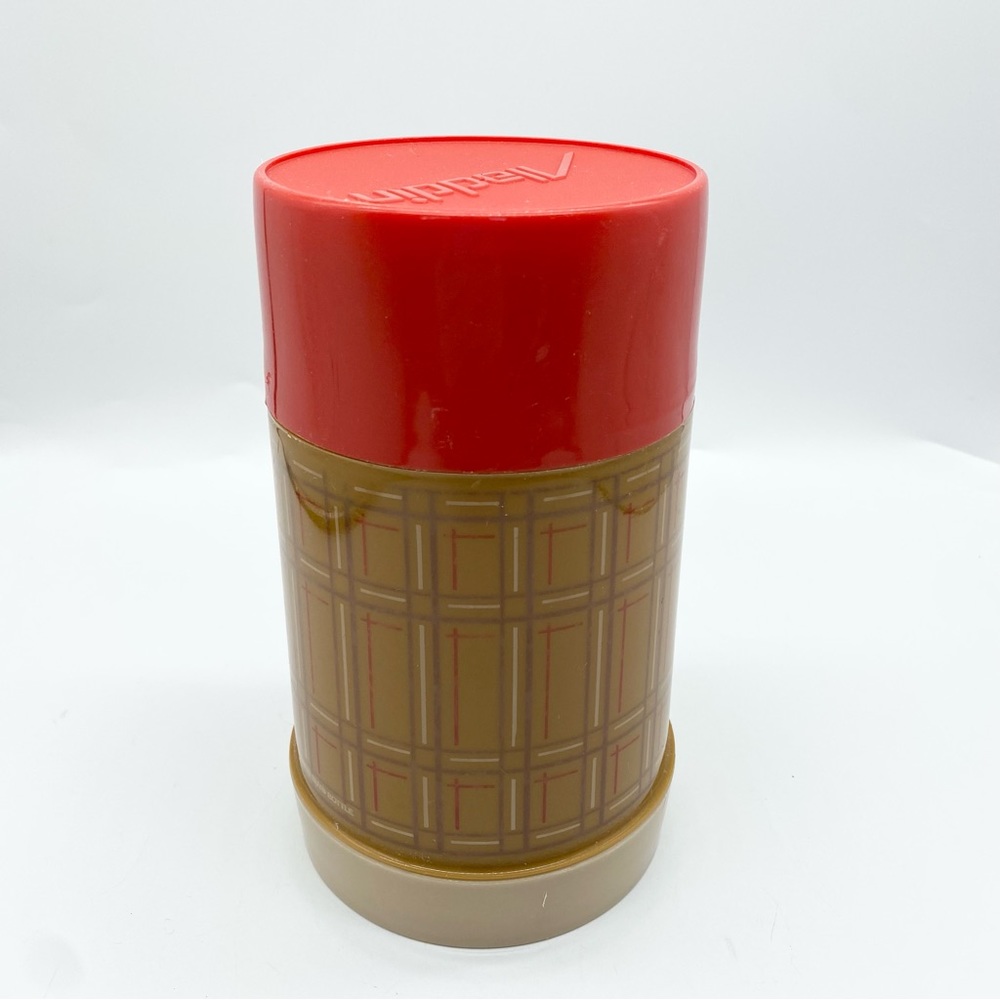 Vintage 1970s Aladdin Plaid Thermos Pint Size - Picture 1 of 13